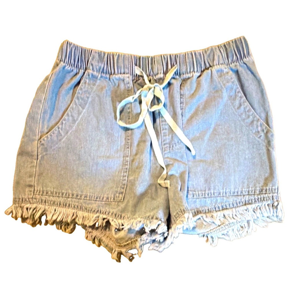 Unbranded Women's Light Wash Denim Cut Off Shorts Blue Fringe Hem Size M